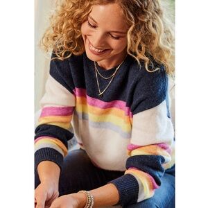 Sundry Rainbow Stripe Crew Pullover